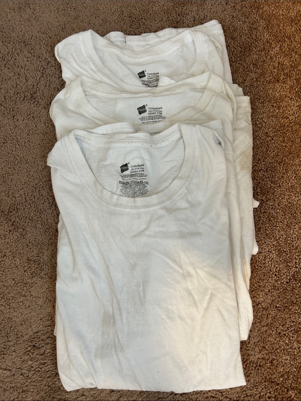 Hanes White Men’s Short Sleeve Crewneck Tee - Packable Basic 3 of them